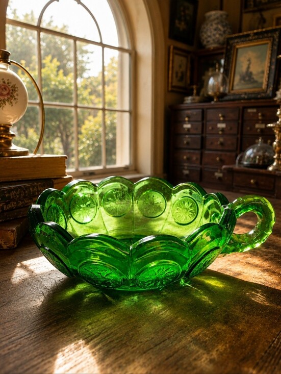 Fostoria Other - Fostoria Emerald Green Coin Vintage Glass Candy Dish Nappy Excellent Condition